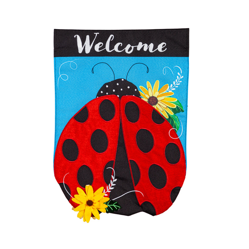 Evergreen Flag,Ladybug Welcome Linen Garden Flag,12.5x0.2x18 Inches