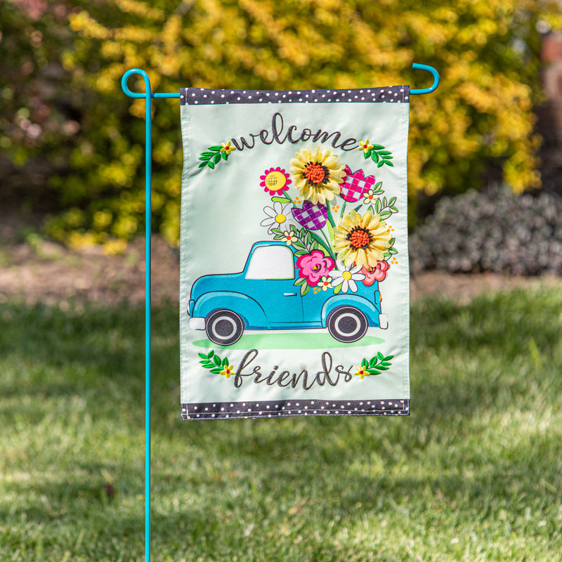 Evergreen Flag,Flower Truck Linen Garden Flag,12.5x0.2x18 Inches