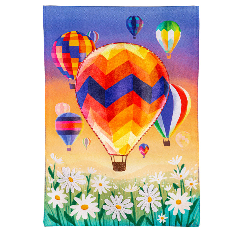 Evergreen Flag,Hot Air Balloons Linen Garden Flag,12.5x0.2x18 Inches