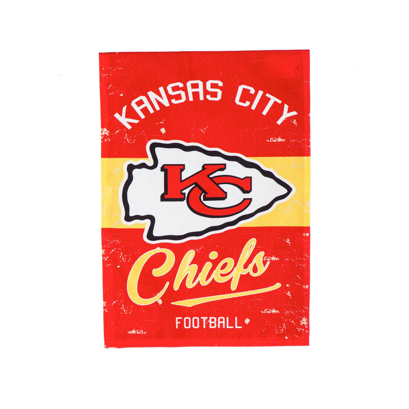Evergreen Flag,Kansas City Chiefs, Vintage Linen GDN,18x0.1x12.5 Inches