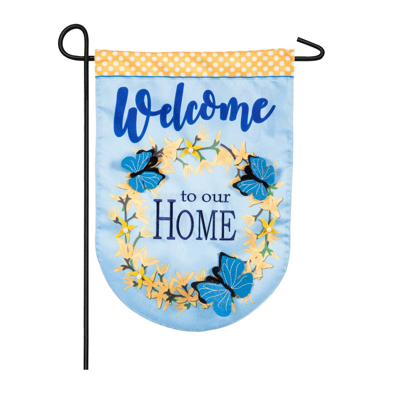 Evergreen Flag,Forsythia Welcome Garden Linen Flag,12.5x18x0.25 Inches