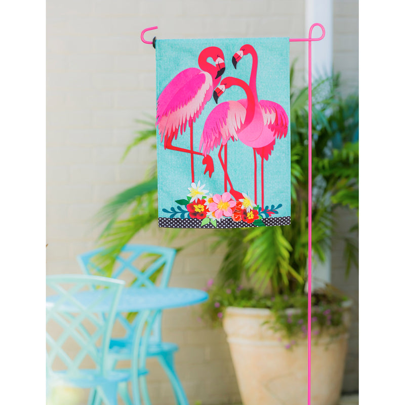 Evergreen Flag,Flamingo Garden Garden Linen Flag,12.5x0.15x18 Inches