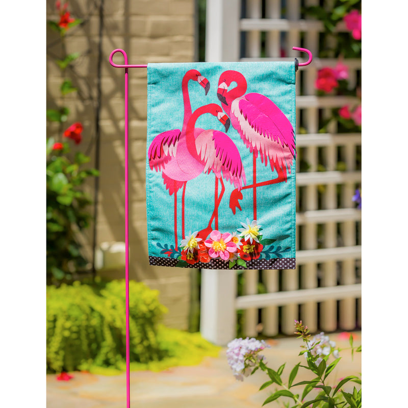 Evergreen Flag,Flamingo Garden Garden Linen Flag,12.5x0.15x18 Inches