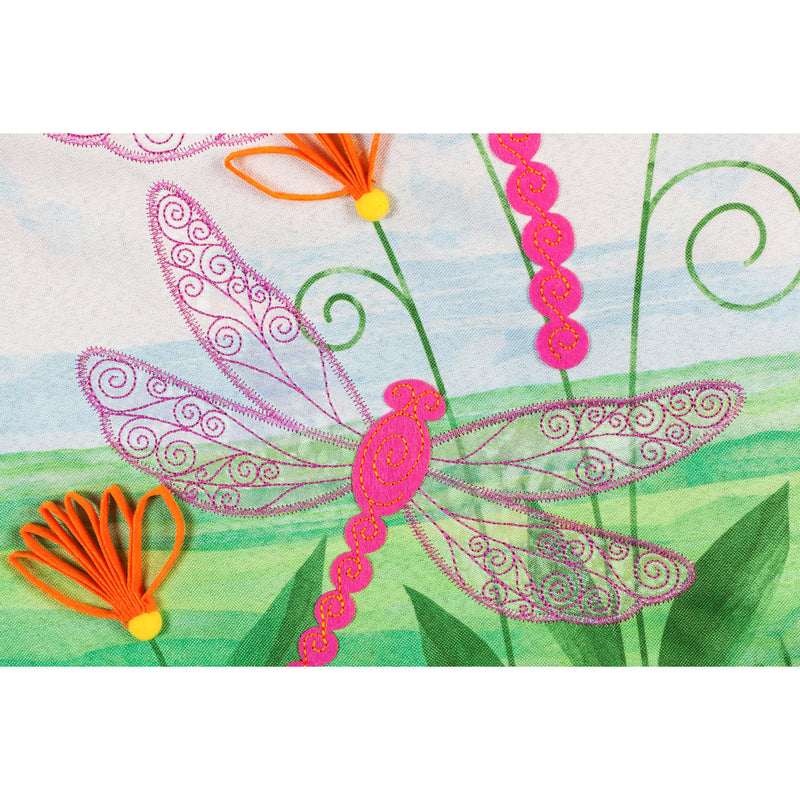 Evergreen Flag,Dragonflies Quilled Look Garden Linen Flag,12.5x0.2x18 Inches