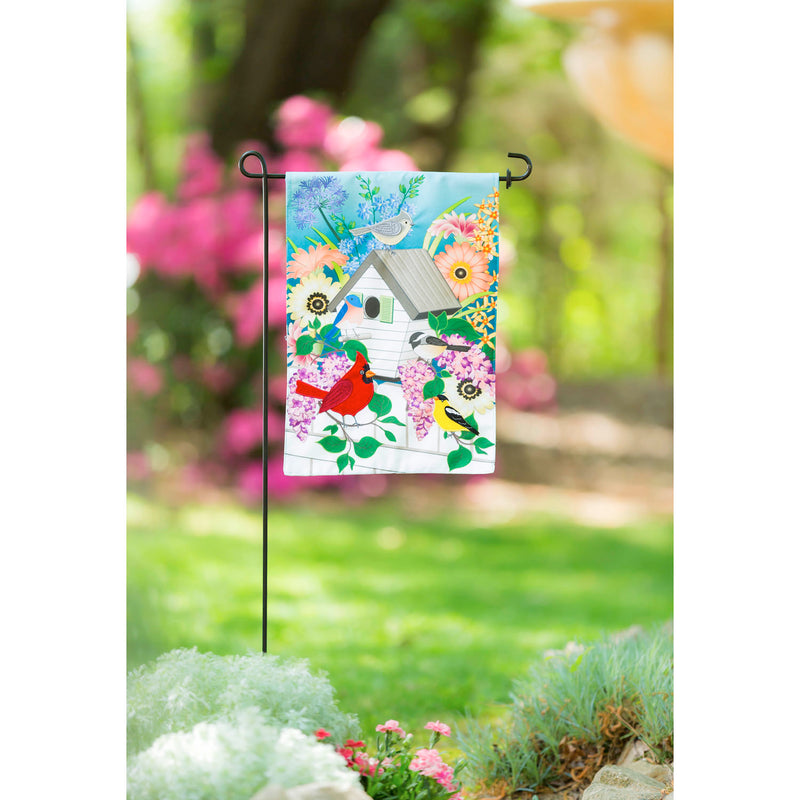 Evergreen Flag,Song Bird Floral Garden Linen Flag,12.5x0.2x18 Inches