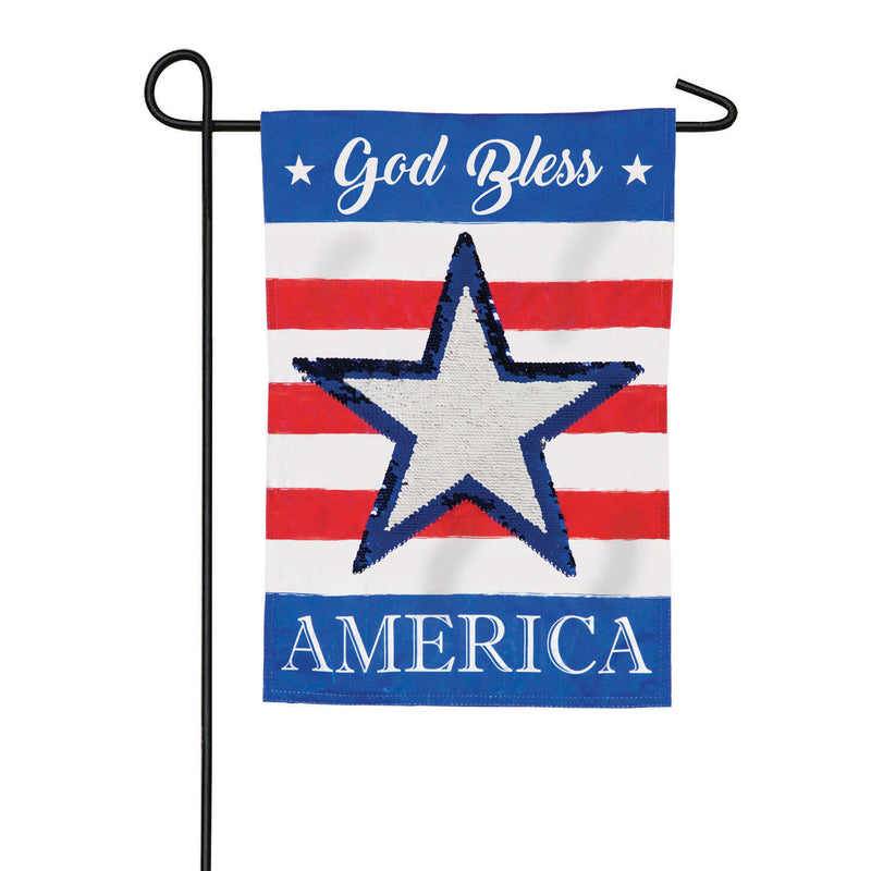Evergreen Flag,God Bless America Reversible Star Garden Linen Flag,12.5x0.2x18 Inches