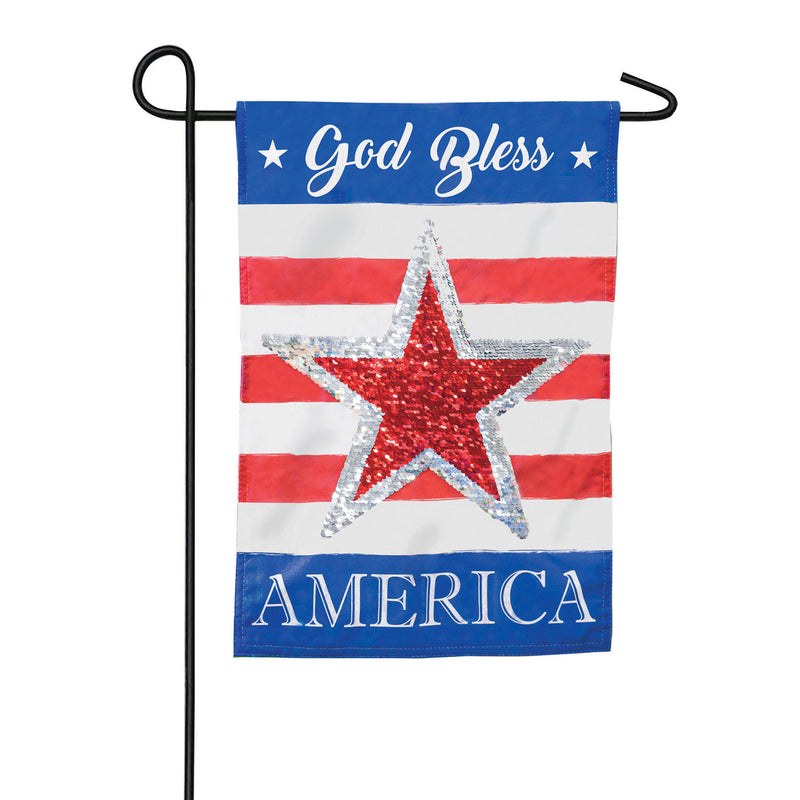 Evergreen Flag,God Bless America Reversible Star Garden Linen Flag,12.5x0.2x18 Inches