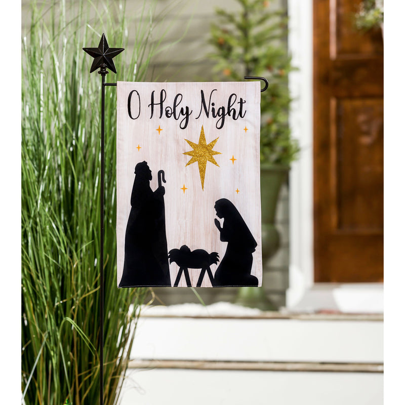 Evergreen Flag,Nativity Silhouette Garden Linen Flag,12.5x0.2x18 Inches