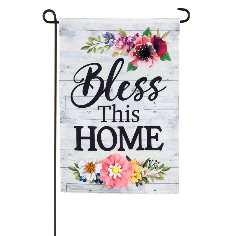 Shiplap Floral Bless This Home Garden Linen Flag,14l9472