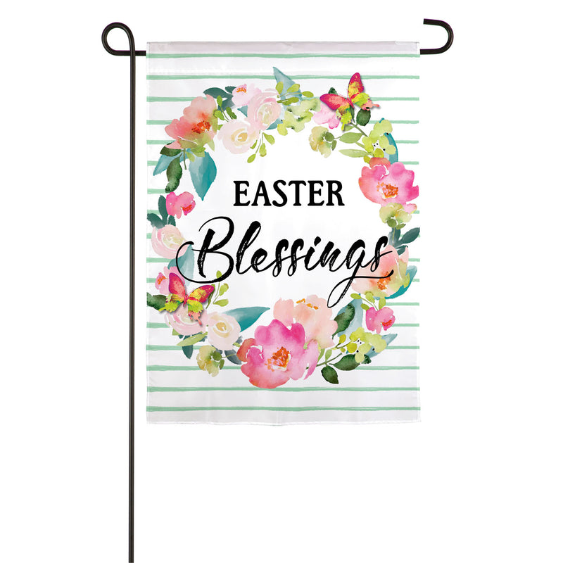 Evergreen Flag,Easter Blessings Wreath Garden Linen Flag,12.5x0.2x18 Inches