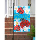 Ladybug Plaid Welcome Garden Linen Flag,14l9634