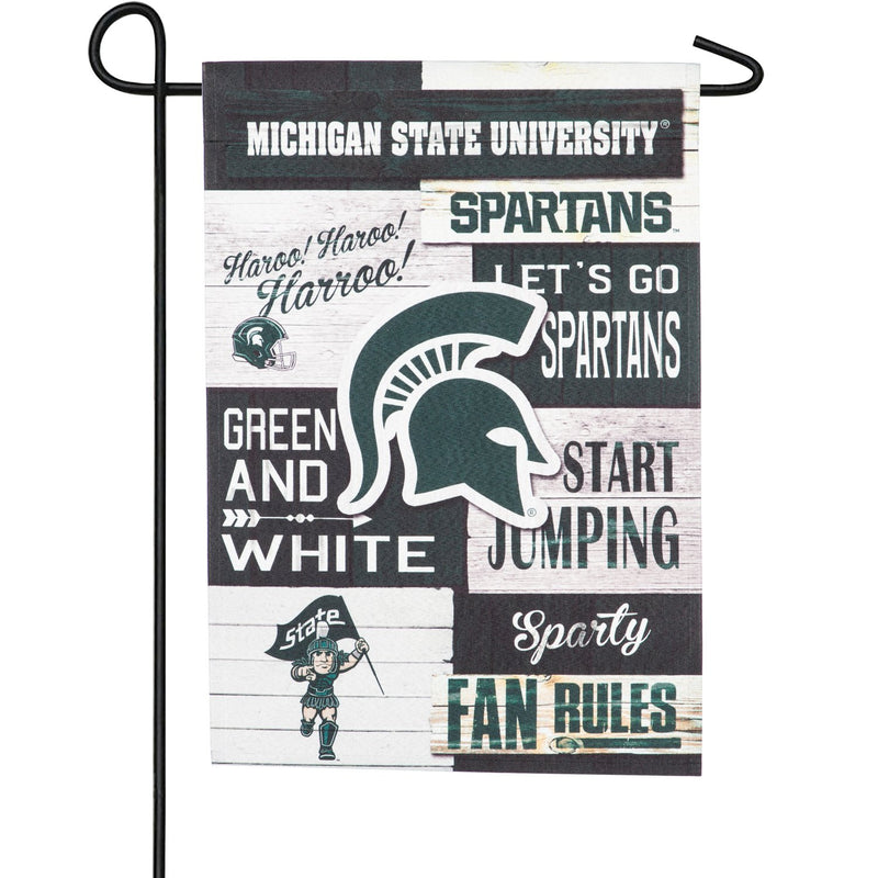 Evergreen Flag,Michigan State University, Linen Fan Rules GAR,12.5x18x0.1 Inches