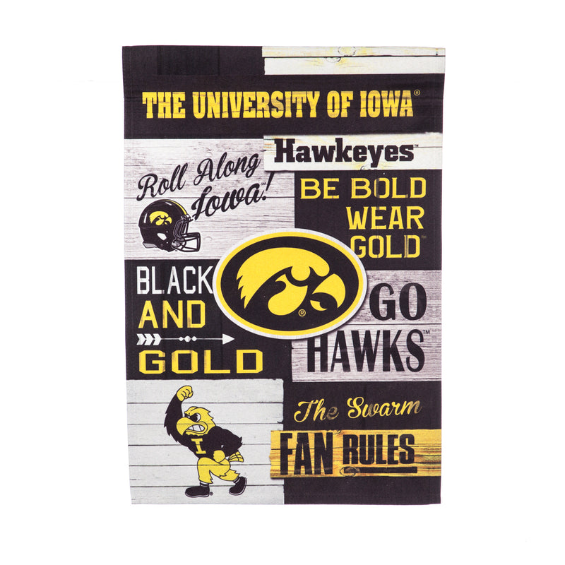 Evergreen Flag,University of Iowa, Linen Fan Rules GAR,12.5x18x0.1 Inches