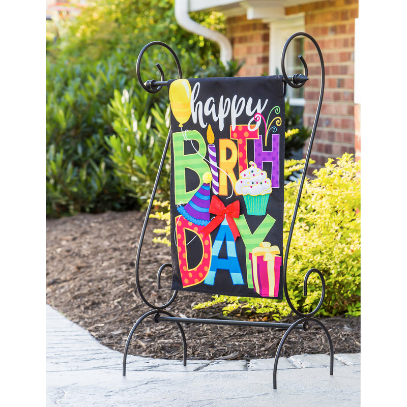 Evergreen Flag,Happy Birthday Garden Linen Flag,18x12.5x0.2 Inches