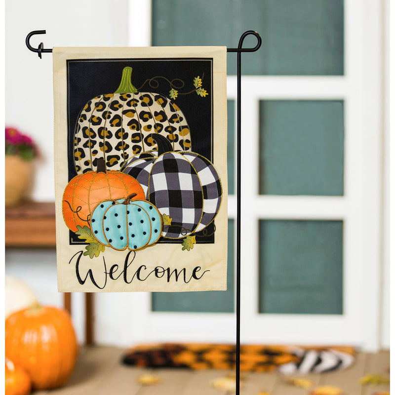 Evergreen Flag,Mixed Print Pumpkins Garden Linen Flag,12.5x18x0.2 Inches