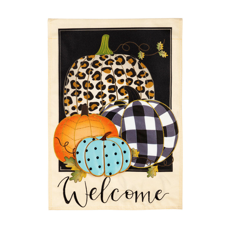 Evergreen Flag,Mixed Print Pumpkins Garden Linen Flag,12.5x18x0.2 Inches