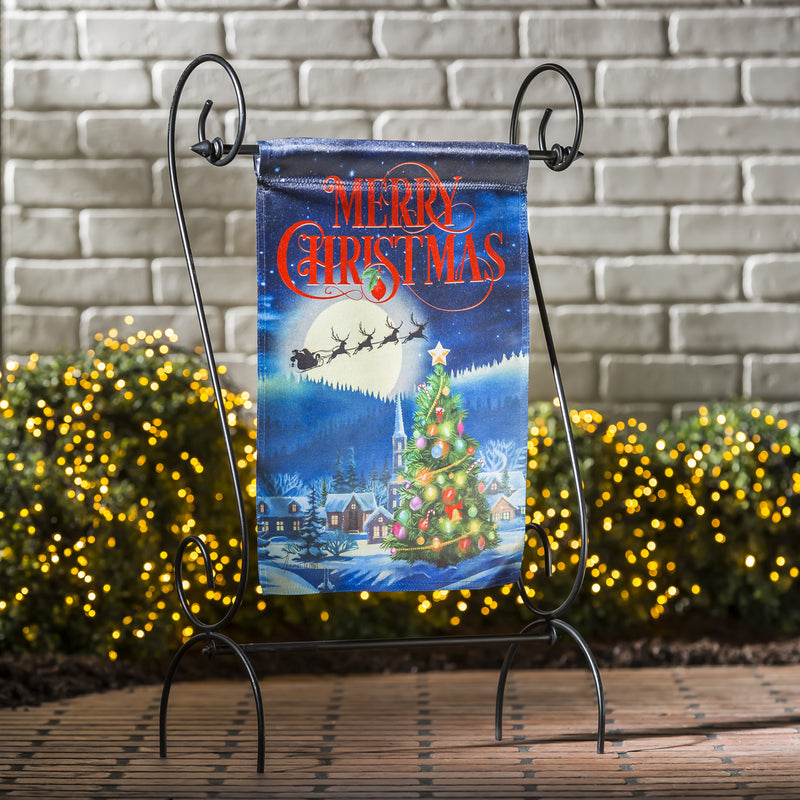 Evergreen Flag,Santa's Sleigh on Christmas Garden Lustre Flag,12.5x18x0.05 Inches