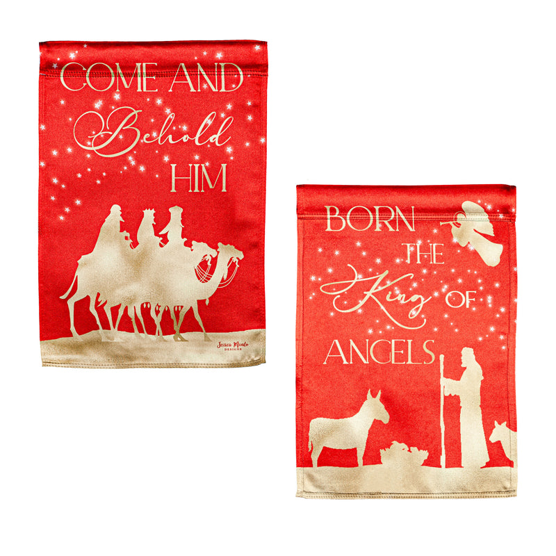 Red and Gold Christmas Night Garden Lustre Front & Back Flag,14lu10621fb