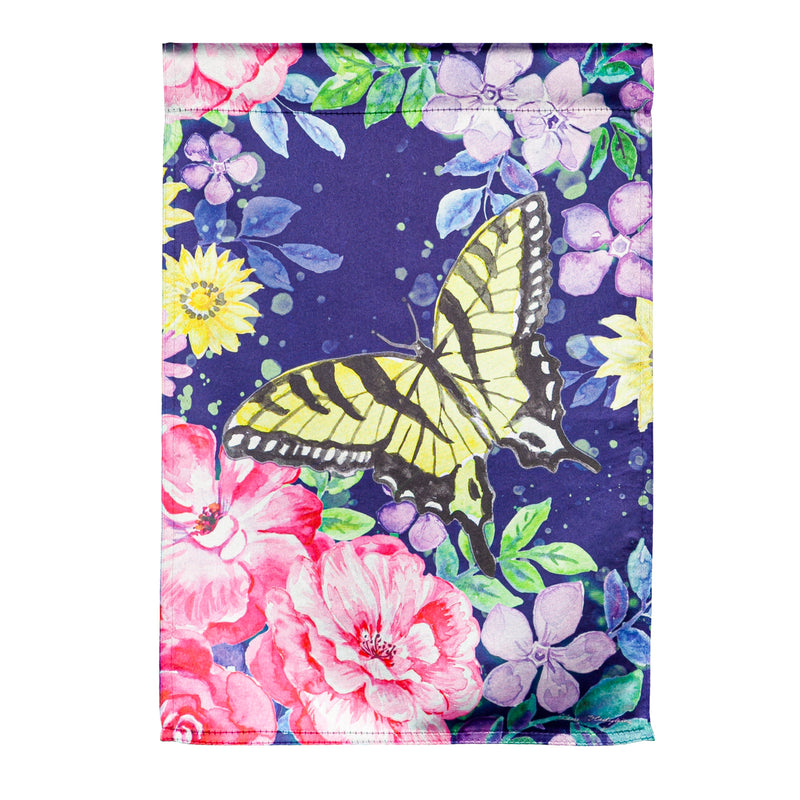 Evergreen Flag,Midnight Butterfly Garden Lustre Flag,0.1x13x18 Inches
