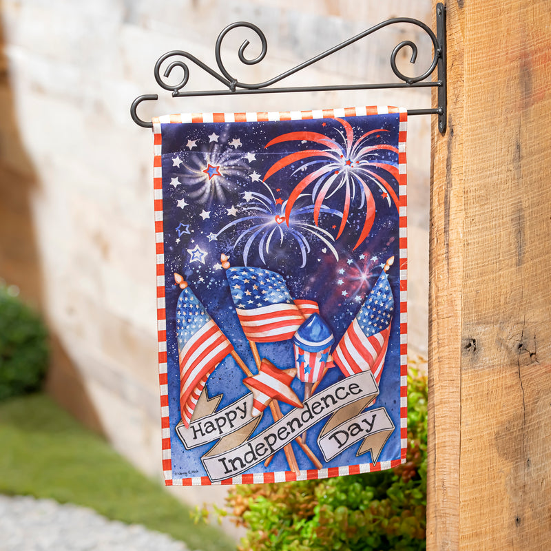 Evergreen Flag,Independence Day Fireworks Garden Lustre Flag,0.02x12.5x18 Inches