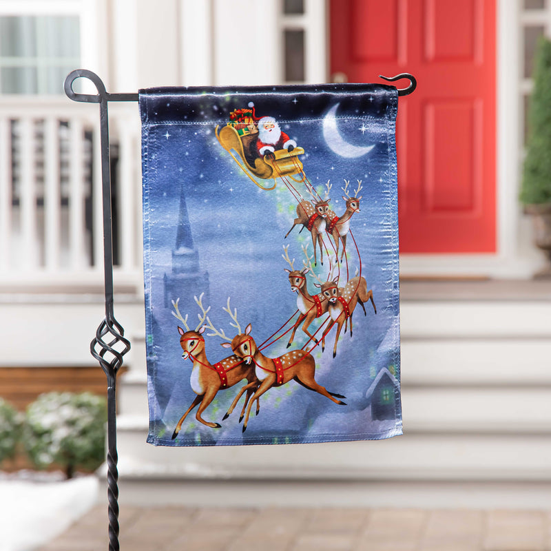 Evergreen Flag,Santa Sleigh Lustre Garden Flag,13x0.05x18 Inches