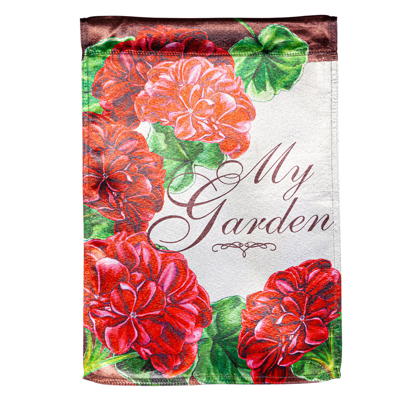 Evergreen Flag,My Garden Geraniums Lustre Garden Flag,12.5x0.05x18 Inches