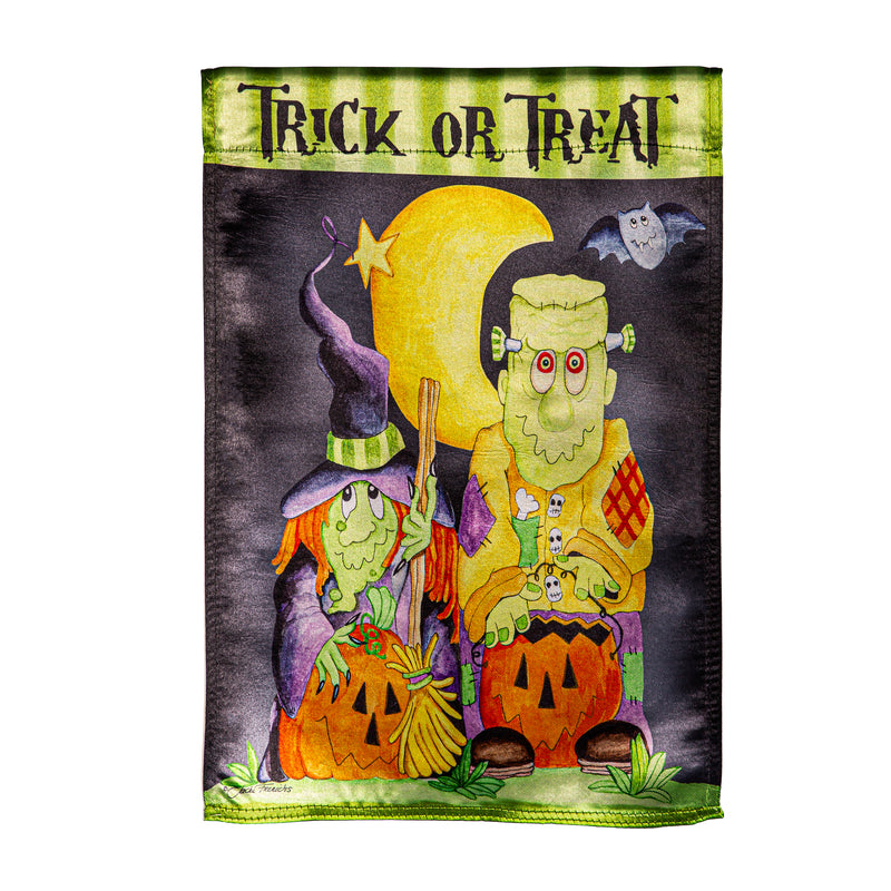 Evergreen Flag,Scary Trick or Treat Lustre Garden Flag,12.5x0.05x18 Inches