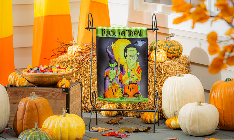 Evergreen Flag,Scary Trick or Treat Lustre Garden Flag,12.5x0.05x18 Inches