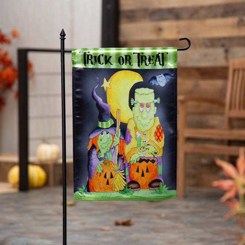 Evergreen Flag,Scary Trick or Treat Lustre Garden Flag,12.5x0.05x18 Inches