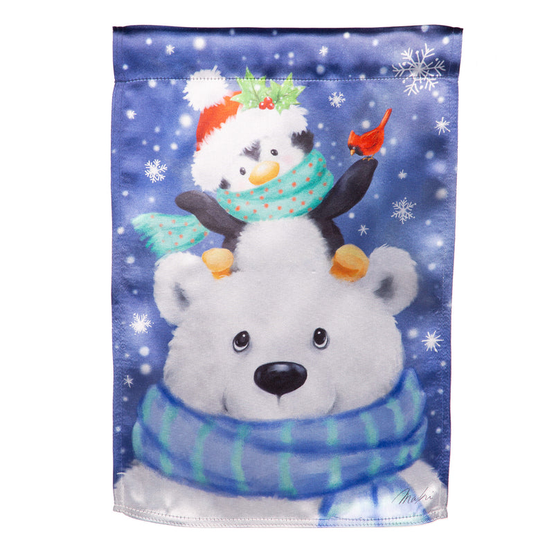 Evergreen Flag,Polar Bear and Friends Lustre Garden Flag,12.5x0.05x18 Inches