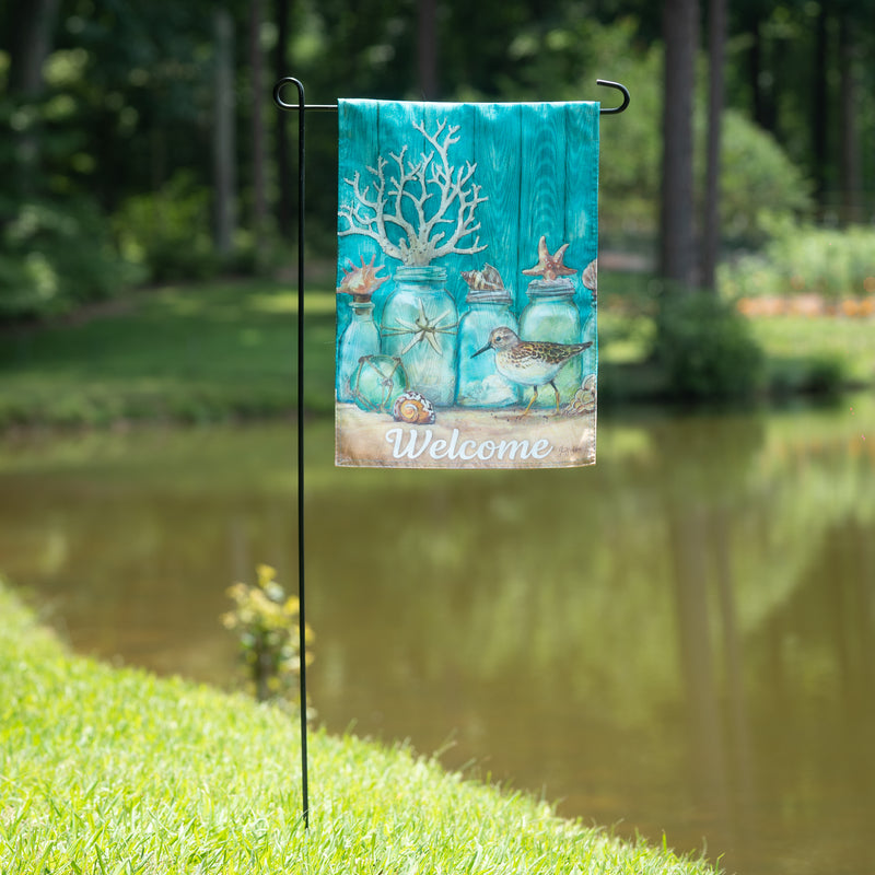 Evergreen Flag,Beach Mason Jar Moire Garden Flag,0.5x28x44 Inches