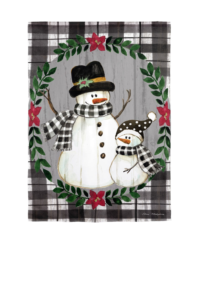 Evergreen Flag,Country Snowmen Moire Garden Flag,12.5x0.2x18 Inches