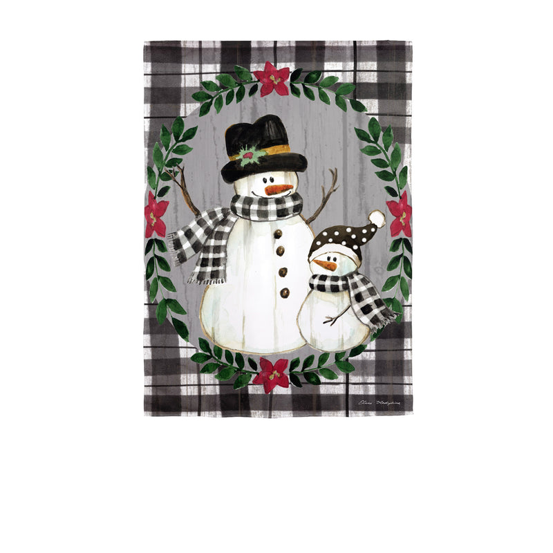 Evergreen Flag,Country Snowmen Moire Garden Flag,12.5x0.2x18 Inches