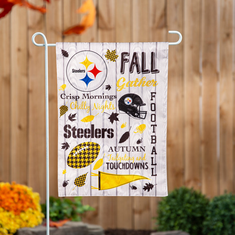 Evergreen Flag,Pittsburgh Steelers, Moire Flag, GDN, Fall Seasonal,12.5x0.2x18 Inches