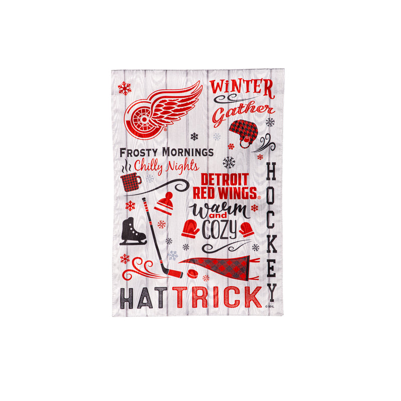 Evergreen Flag,Detroit Red Wings, Moire Flag, GDN, Fall Seasonal,12.5x0.2x18 Inches