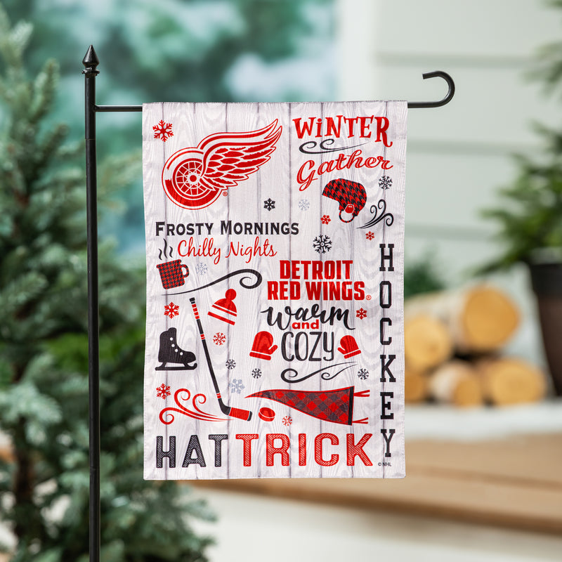 Evergreen Flag,Detroit Red Wings, Moire Flag, GDN, Fall Seasonal,12.5x0.2x18 Inches