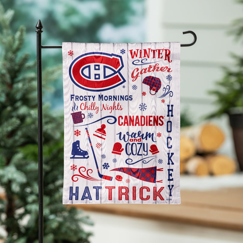 Evergreen Flag,Montreal Canadiens, Moire Flag, GDN, Fall Seasonal,12.5x0.2x18 Inches