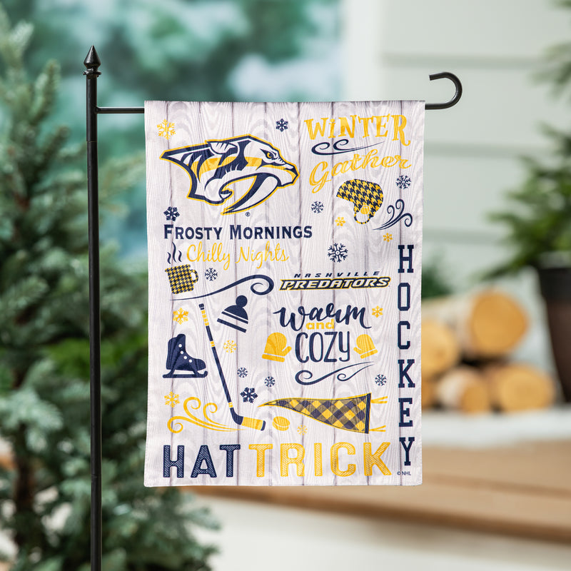 Evergreen Flag,Nashville Predators, Moire Flag, GDN, Fall Seasonal,12.5x0.2x18 Inches