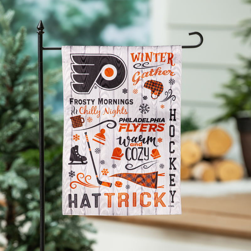 Evergreen Flag,Philadelphia Flyers, Moire Flag, GDN, Fall Seasonal,12.5x0.2x18 Inches