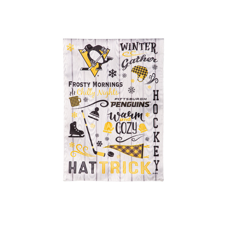 Evergreen Flag,Pittsburgh Penguins, Moire Flag, GDN, Fall Seasonal,12.5x0.2x18 Inches