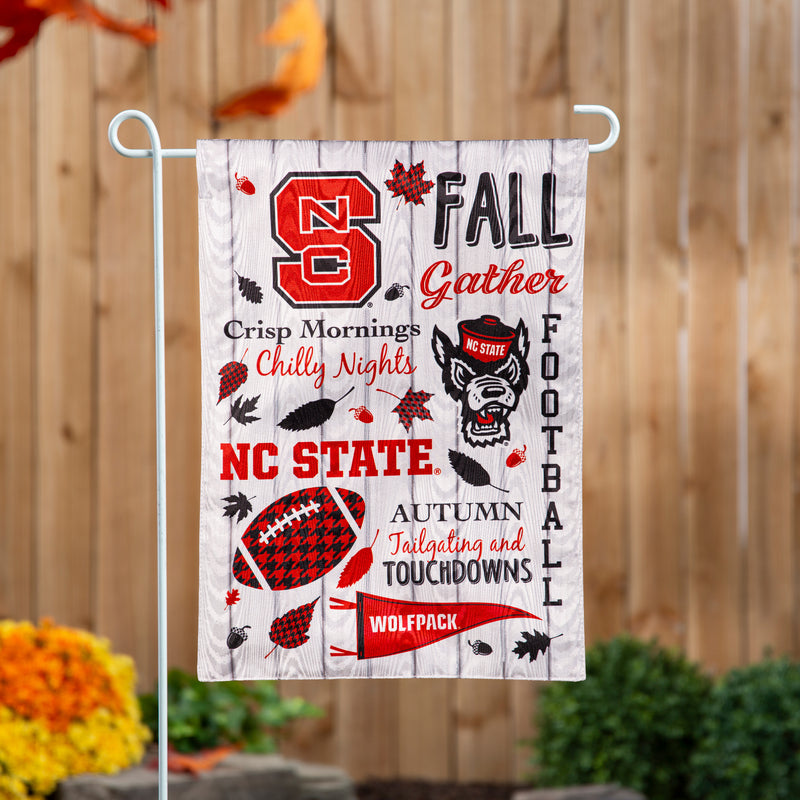 Evergreen Flag,North Carolina State University, Moire Flag, GDN, Fall Seasonal,12.5x0.2x18 Inches