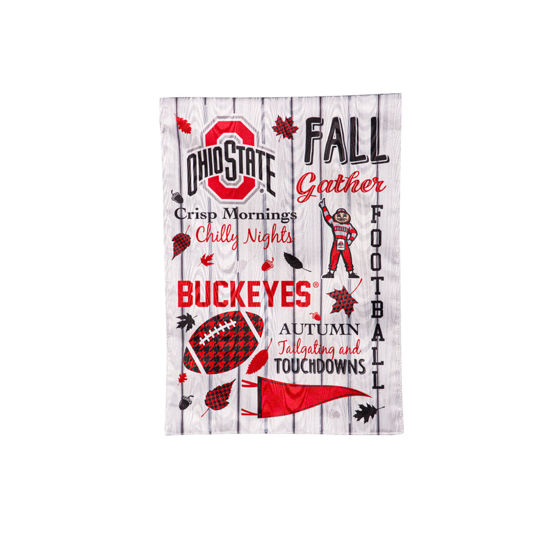 Evergreen Flag,Ohio State University, Moire Flag, GDN, Fall Seasonal,12.5x0.2x18 Inches