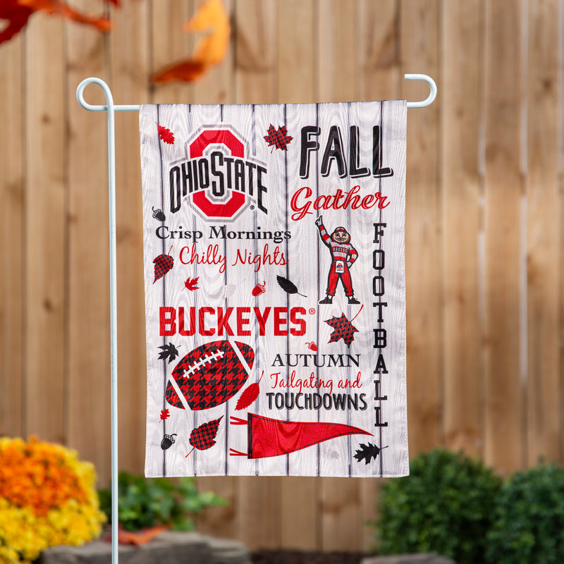 Evergreen Flag,Ohio State University, Moire Flag, GDN, Fall Seasonal,12.5x0.2x18 Inches