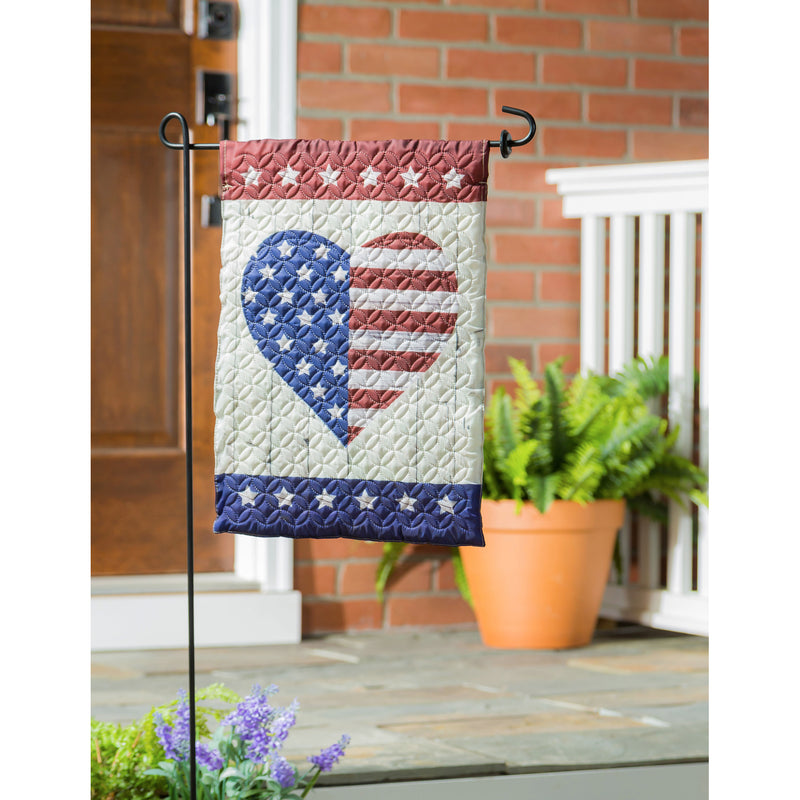 Evergreen Flag,Stars & Stripes Heart Garden Quilted Flag,18x12.5x0.2 Inches