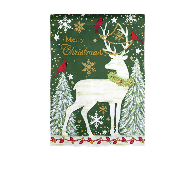 Merry Christmas Reindeer Garden Suede Flag, 18"x12.5"inches
