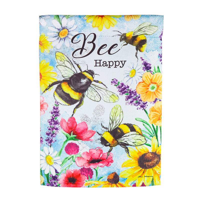 Evergreen Flag,Bright Flowers and Bumblebees Garden Suede Flag,12.5x0.02x18 Inches