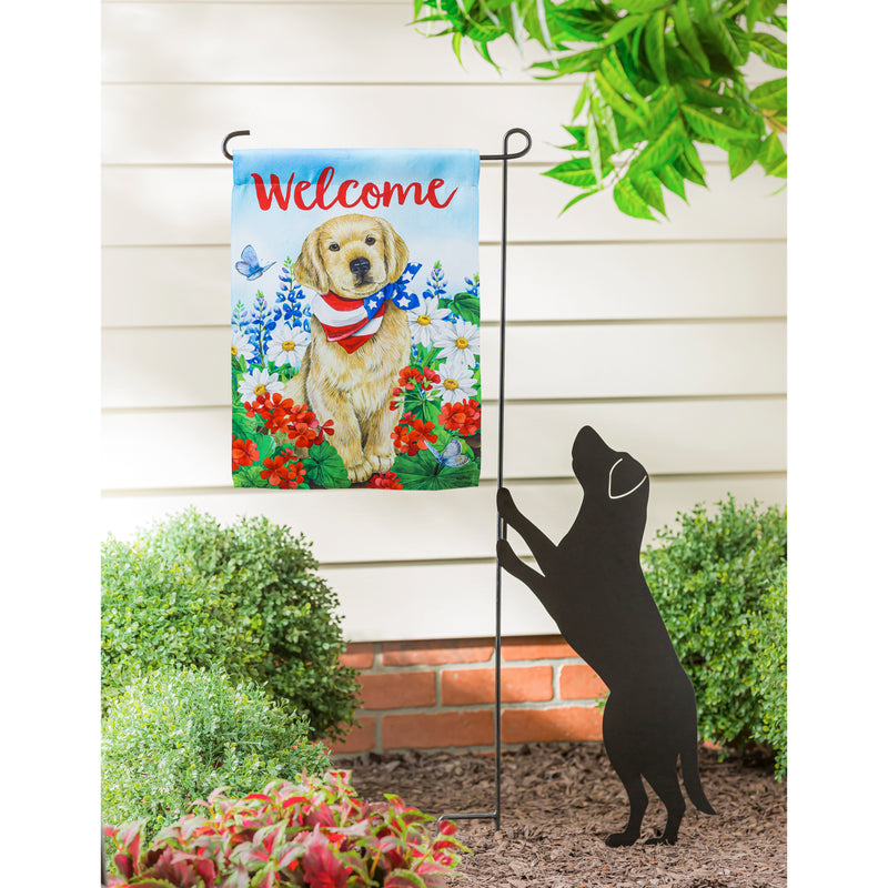 Evergreen Flag,Dog with Patriotic Bandana Garden Suede Flag,12.5x18x0.02 Inches