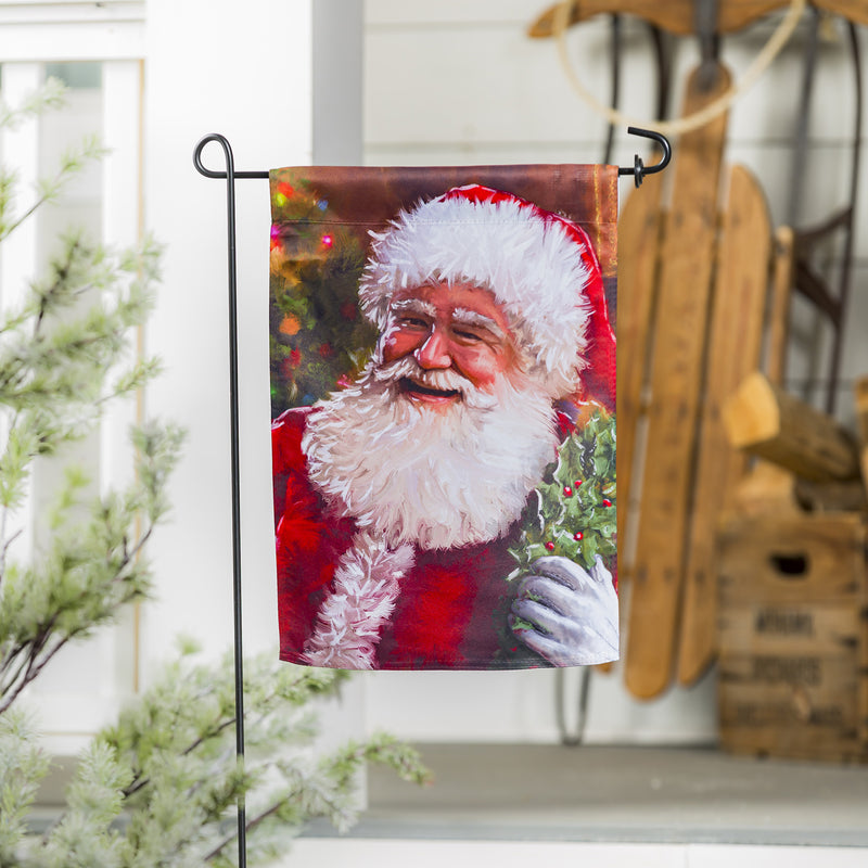 Evergreen Flag,Santa's Portrait Garden Suede Flag,18x12.5x0.02 Inches