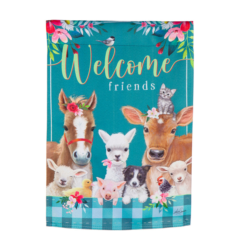 Evergreen Flag,Sweet Farm Friends Garden Suede Flag,0.02x12.5x18 Inches