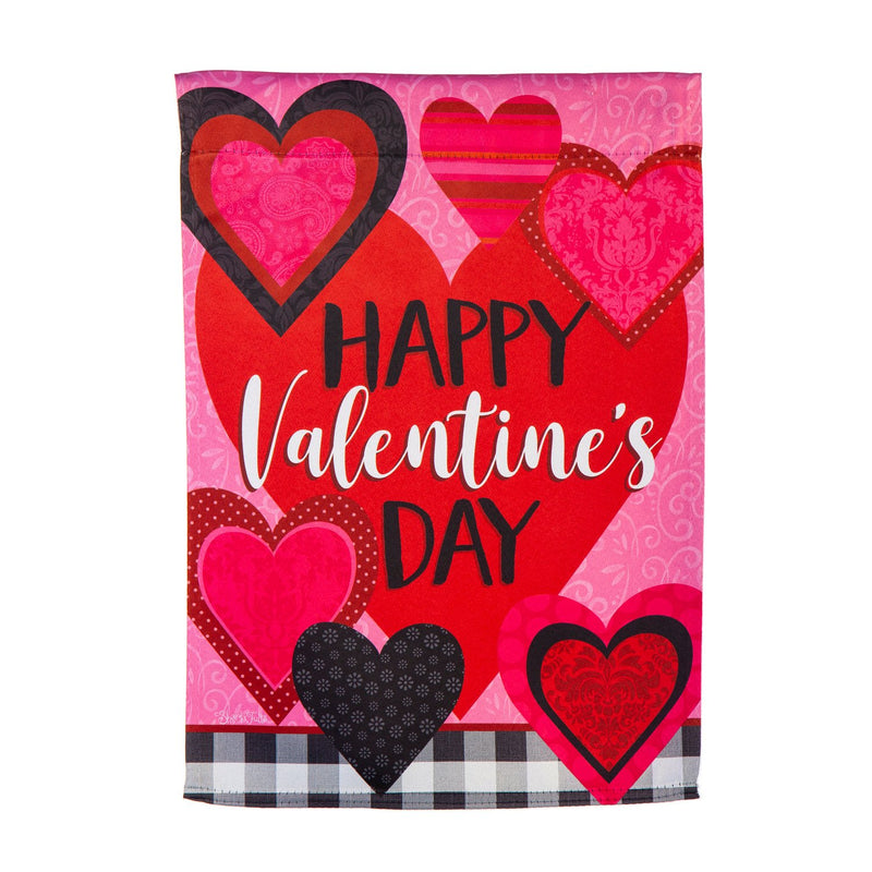 Evergreen Flag,Patterned Valentine's Hearts Garden Suede Flag,0.02x12.5x18 Inches